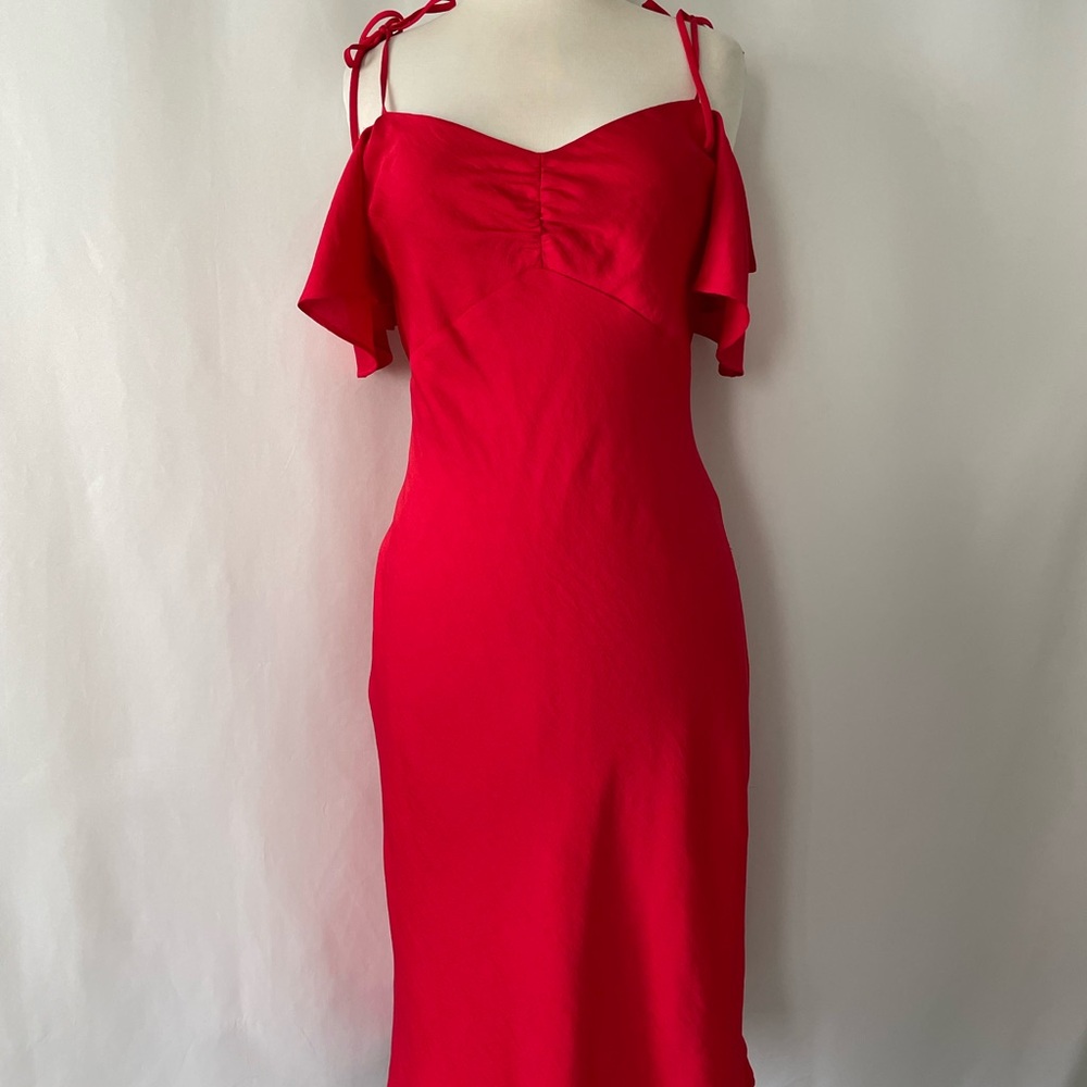 Express Bold Red Off-Shoulder Midi Dress